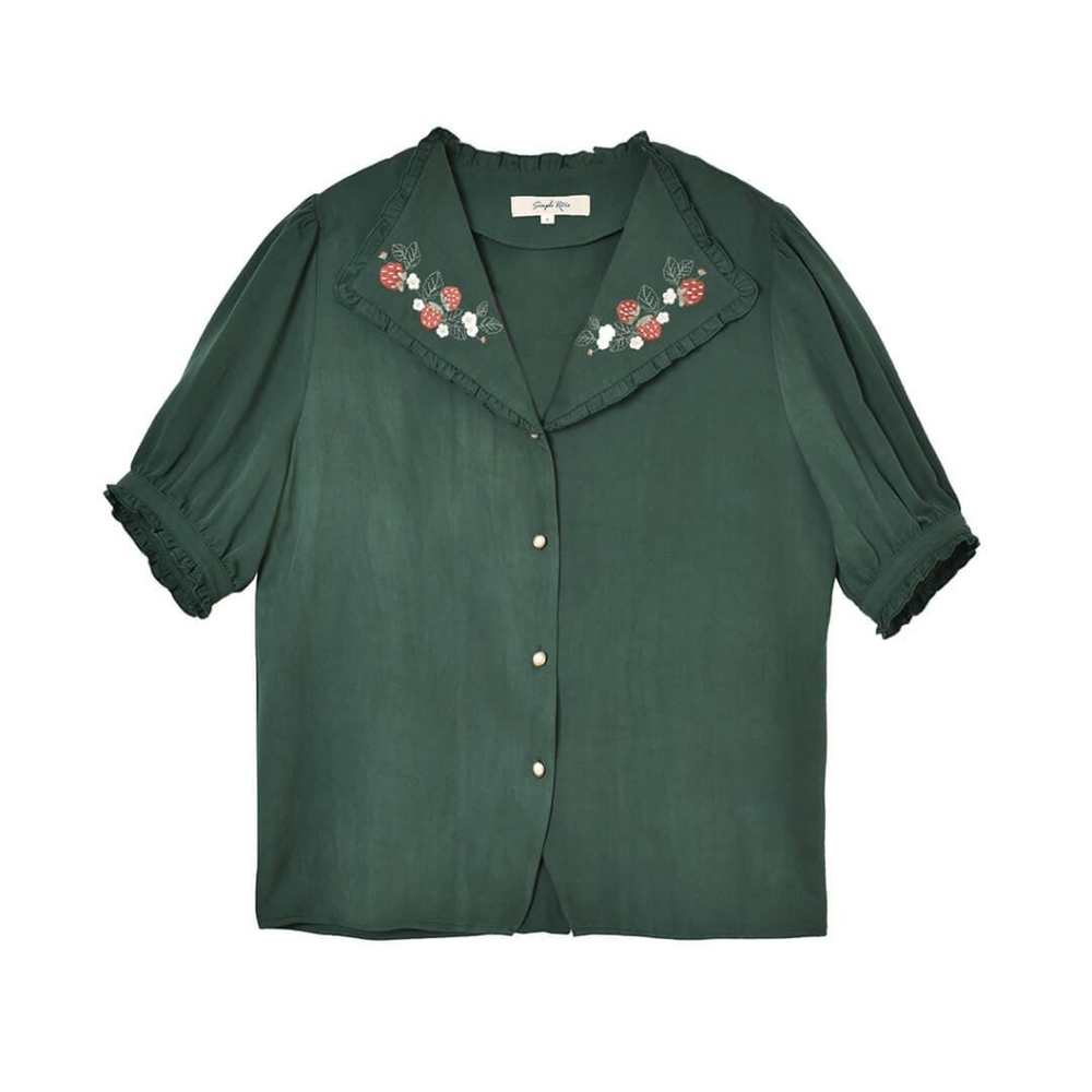 Cottagecore Erin Embroidered Collar Blouse